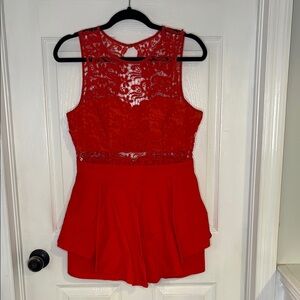 Soieblu Red Lace Romper